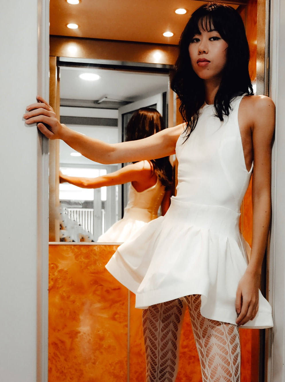 Rose silk short dress