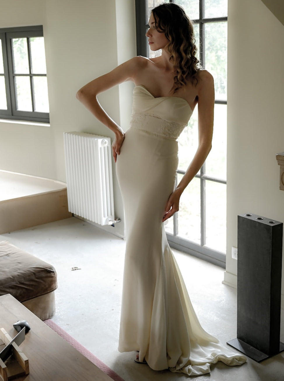 Orysha draped strapless wedding dress