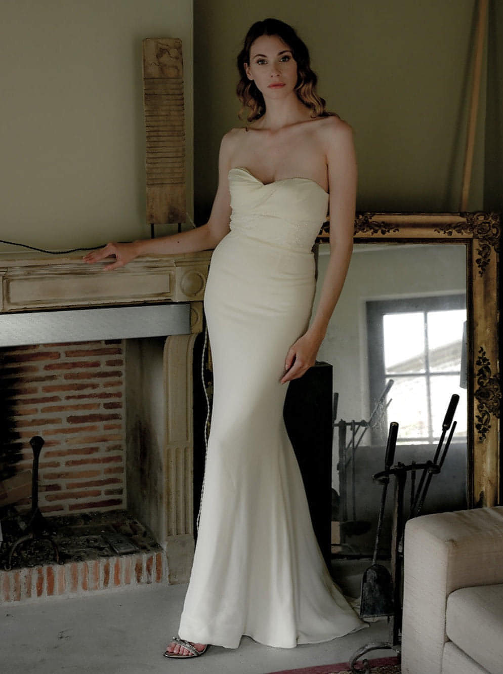 Orysha draped strapless wedding dress