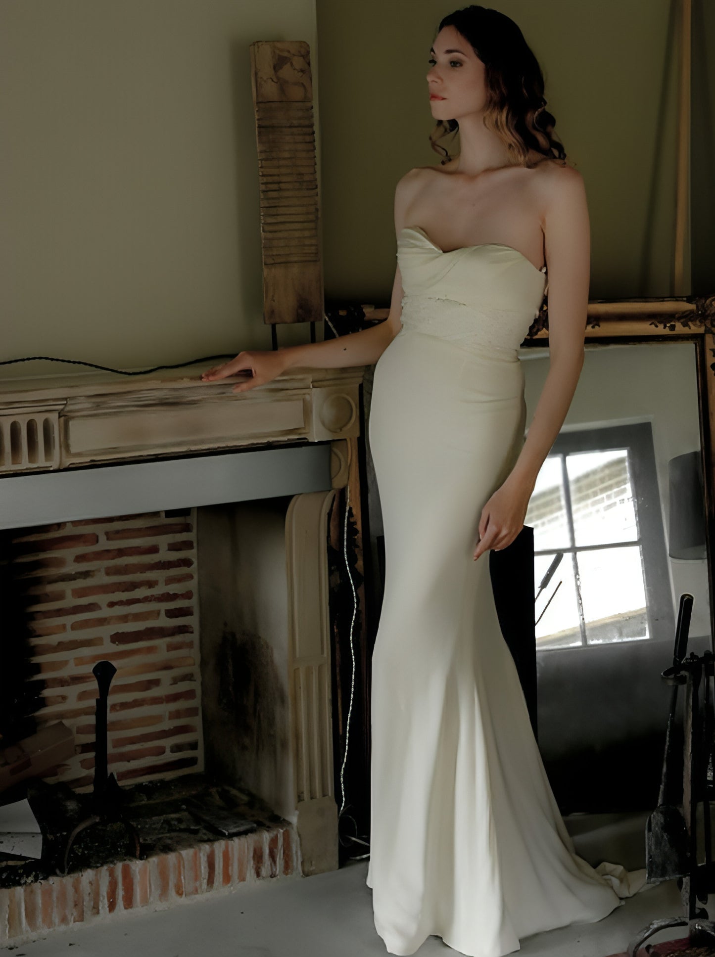 Orysha draped strapless wedding dress