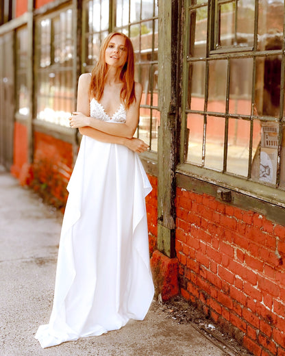 Robe de mariée fines bretelles en soie ISABELLE